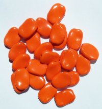 25 13x9mm Flat Oval Twisted Opaque Orange Beads