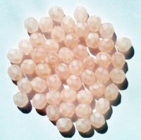 50 6mm Faceted Coated Matte Light Pink Beads