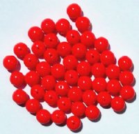 50 8mm Round Opaque Orange Red Glass Beads