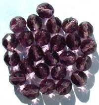 25 10mm Faceted Round Transparent Amethyst Firepolish Beads