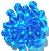 25 10mm Faceted Round Transparent Aqua Firepolish Beads