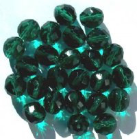 25 10mm Faceted Round Transparent Emerald Firepolish Beads