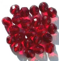 25 10mm Faceted Round Transparent Garnet Firepolish Beads