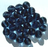 25 10mm Faceted Round Transparent Montana Blue Firepolish Beads