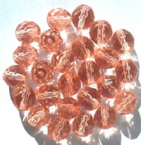 25 10mm Faceted Round Transparent Rosaline Firepolish Beads
