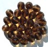 25 10mm Faceted Round Transparent Smoke Topaz Firepolish Beads