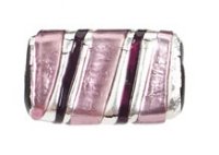 1 22x14 Amethyst Lampwork Rectangle with Stripe and Silver Foil