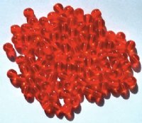 100 6mm Transparent Orange Round Glass Beads