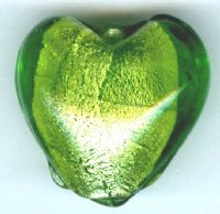 1 19x20mm Olive Silver Foil Heart Bead