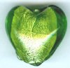 1 19x20mm Olive Silver Foil Heart Bead