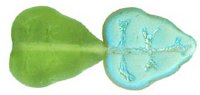 50 10x8mm Matte Transparent Olivine AB Leaf Beads