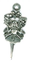 1 24x11mm Antique Silver Fairy with Flowers Pendant