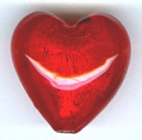 1 19x20mm Red & Silver Foil Heart Bead