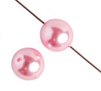 16 inch strand of 4mm Pink Round Glass Pearl Beads