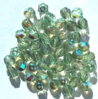 50 6mm Faceted Peridot AB Firepolish Beads