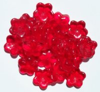 25 5x16mm Transparent Red Cupped Flower Beads