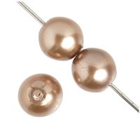 16 inch strand of 8mm Round Medium Bronze Glass Pearl Beads