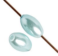 16 inch strand of 7x4mm Light Aqua Glass Pearl Oval Beads