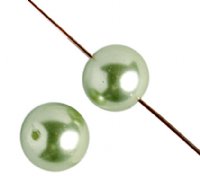 16 inch strand of 8mm Round Light Olivine Glass Pearl Beads