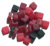 35 11x11x5mm Matte Marble Red & Black Square Bead Mix