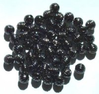 50 6mm Pleated Round Gunmetal Beads