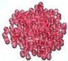 100 6mm Transparent Two Tone Crystal & Raspberry Round Beads