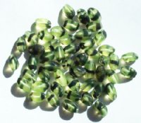 50 11x6mm Transparent Matte Olive Tortoise Twisted Oval Beads