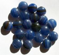 20 13x6mm Flat Rounded Blue Marble Disk Beads