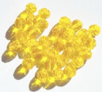 25 8mm Faceted Transparent Yellow Firepolish Beads