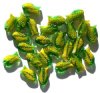 25 15mm Green, White, and Yellow Marble Fish Beads