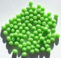 100 4mm Faceted Opaque Light Green Firepolish Beads