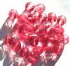 25 10mm Faceted Crystal and Dark Pink Firepolish Beads