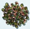 50 6mm Faceted Olive Half-Coat Copper Firepolish Beads