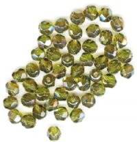 50 6mm Faceted Olive Valentinite Firepolish Beads