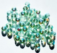 50 4x5mm Faceted Light Green AB Donut Beads