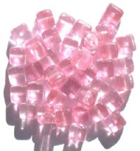 40 8x9mm Crystal and Pink Marble Cube Beads