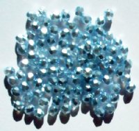 100 4mm Faceted Light Blue Pearl Firepolish Beads