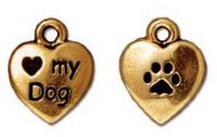 1 12x10mm TierraCast Antique Gold "I Love My Dog" Pendant