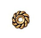 10 6mm TierraCast Antique Gold Twisted Heishi Spacer Beads