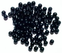 100 6mm Opaque Black Round Glass Beads