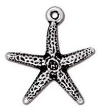 1 20mm TierraCast Antique Silver Starfish / Seastar Pendant