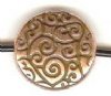 1 12x4mm TierraCast Flat Round Antique Copper Disk with Scroll Design