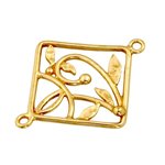 1 24mm Square Anti-Tarnish Brass Vine and Leaf Connector