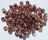 100 6mm Round Half Mirror Copper Capri Glass Beads