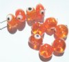 10 8x12mm Orange Evil Eye Rondelle Beads