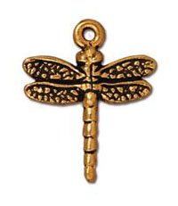 1 20x16mm TierraCast Antique Gold Dragonfly Pendant