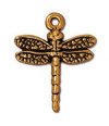 1 20x16mm TierraCast Antique Gold Dragonfly Pendant