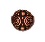 1 8mm TierraCast Round Antique Copper Spiral Bead