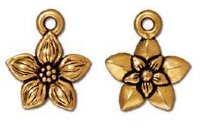 1 12mm TierraCast Antique Gold Jasmine Star Flower Pendant
