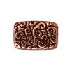 1 13x9mm TierraCast Flat Antique Copper Rectangle Bead with Scroll Design